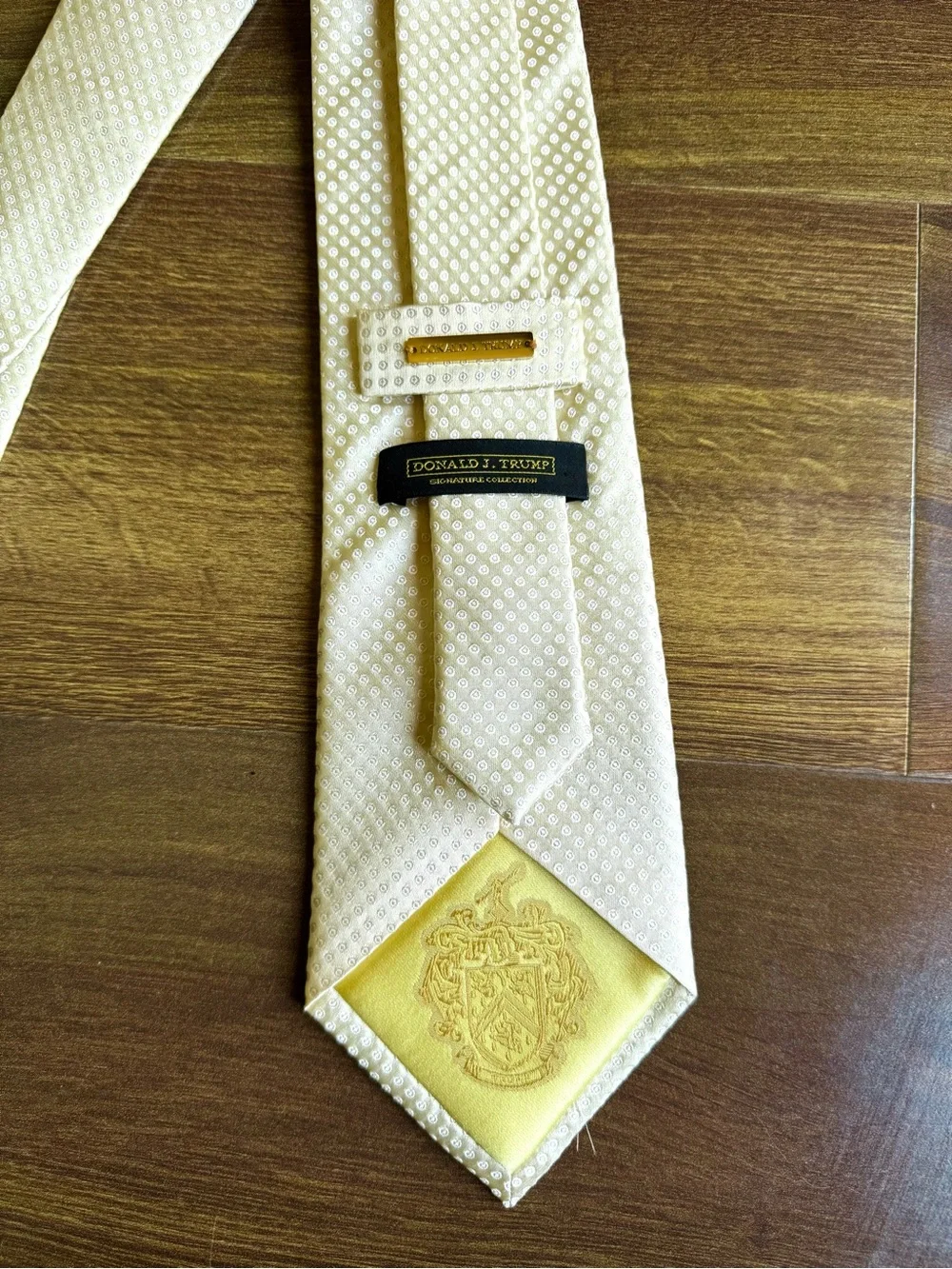 Classic DONALD J. TRUMP Cream Men's Tie - Textured Microdot Pattern